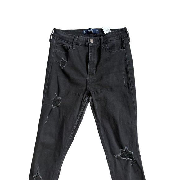 HOLLISTER Women's Black Distressed Skinny Jeans Size 27 Long - Picture 6 of 8
